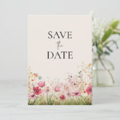 Save The Date Mariage Élégant aux Fleurs Sauvages (Debout devant)