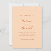 Save The Date Mariage Élégant aux Pêches Classiques (Devant)