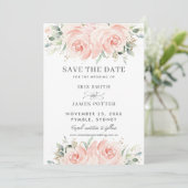 Save The Date Mariage Élégant aux Roses Florales Douces et Paste (Debout devant)
