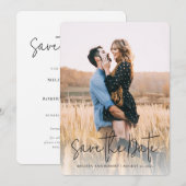 Save The Date Mariage élégant avec photo de script moderne (Devant / Derrière)
