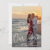 Save The Date Mariage élégant avec photo de script moderne (Devant)