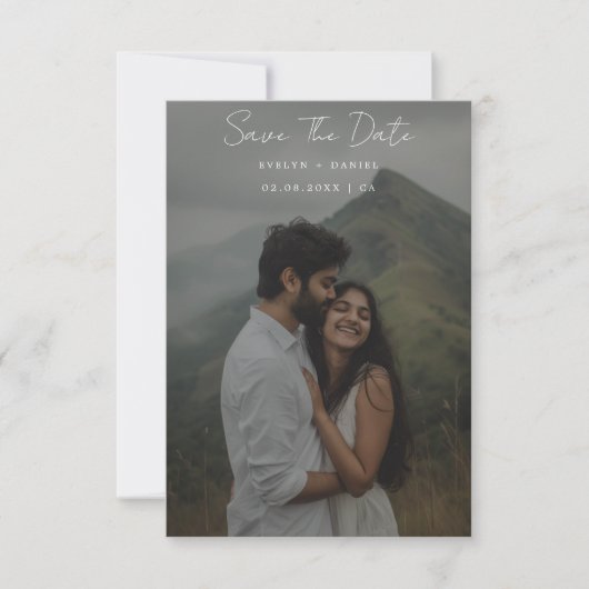 Save The Date Mariage élégant avec photo en surimpression noir e (Devant)