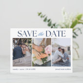 Save The Date Mariage élégant avec trois photos (Debout devant)