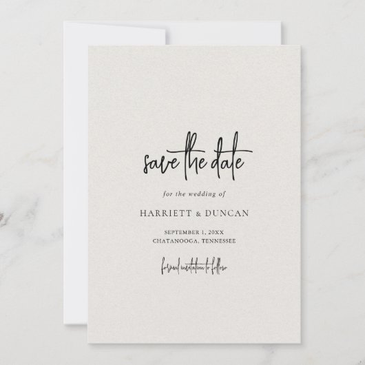 Save The Date Mariage Élégant Beige Intemporel (Devant)