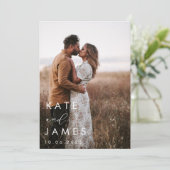 Save The Date Mariage élégant blanc moderne photo (Debout devant)