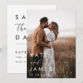 Save The Date Mariage élégant blanc moderne photo (Devant / Derrière)