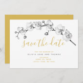 Save The Date Mariage Élégant Blanc Orchidée Moderne Bohème Élég (Devant / Derrière)