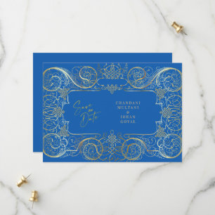 Save The Date Mariage élégant bleu or royal Enregistrer la date