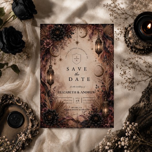 Save The Date Mariage élégant Boho Goth