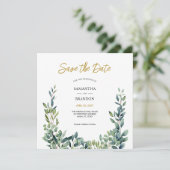 Save The Date Mariage élégant botanique aquarelle verdure (Debout devant)