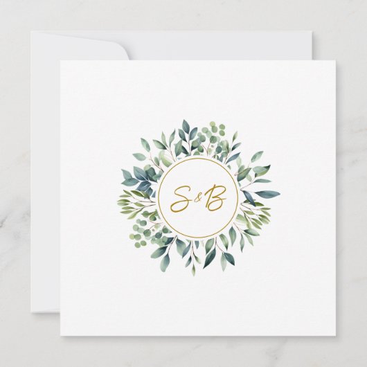 Save The Date Mariage élégant botanique aquarelle verdure (Dos)