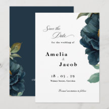 Mariage élégant botanique bleu marine