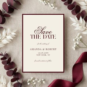 Save The Date Mariage Élégant Bourgeoisie Burgundy