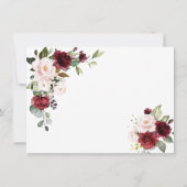 Save The Date Mariage Élégant Cadre Doré Floral Rouge Bourgogne (Dos)