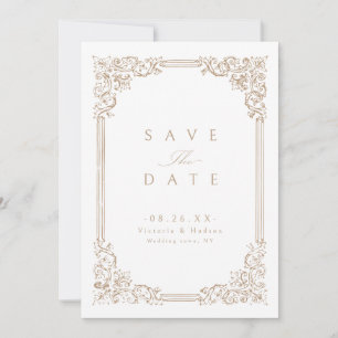 Save The Date Mariage élégant cadre Vintage neutre