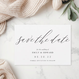 Save The Date Mariage Élégant Calligraphie Non-Photo