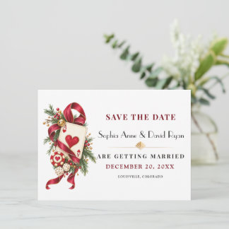 Save The Date Mariage élégant Casino Vacances Bourgogne Or