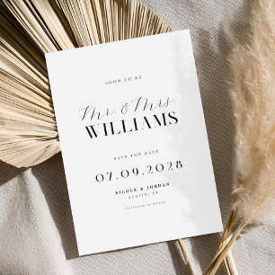 Save The Date Mariage Élégant Chic Moderne Noir et Blanc