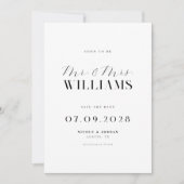 Save The Date Mariage élégant chic noir et blanc moderne (Devant)