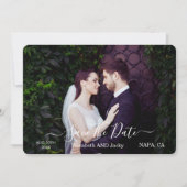 Save The Date Mariage Élégant Classique Calligraphié en Noir et (Devant)