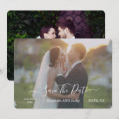 Save The Date Mariage Élégant Classique Calligraphie Noir et Bla (Devant / Derrière)
