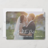 Save The Date Mariage Élégant Classique Calligraphie Noir et Bla (Devant)