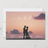Save The Date Mariage Élégant Classique Calligraphie Noir et Bla (Devant)