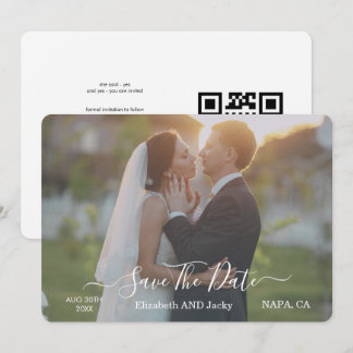 Save The Date Mariage Élégant Classique Calligraphie Noir et Bla