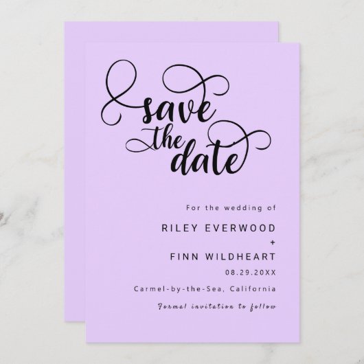 Save The Date Mariage élégant classique enregistrer la date Invi (Devant / Derrière)
