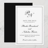 Save The Date Mariage élégant classique noir et blanc (Devant / Derrière)