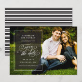 Save The Date Mariage Élégant Classique Noir et Blanc avec Écrit (Devant / Derrière)