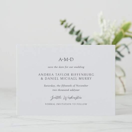 Save The Date Mariage élégant d'Andrea Gray (Debout devant)