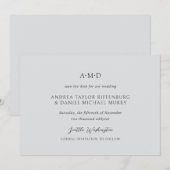 Save The Date Mariage élégant d'Andrea Gray (Devant / Derrière)