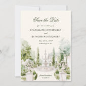 Save The Date Mariage Élégant dans un Jardin de Manoir à l'Aquar (Devant)