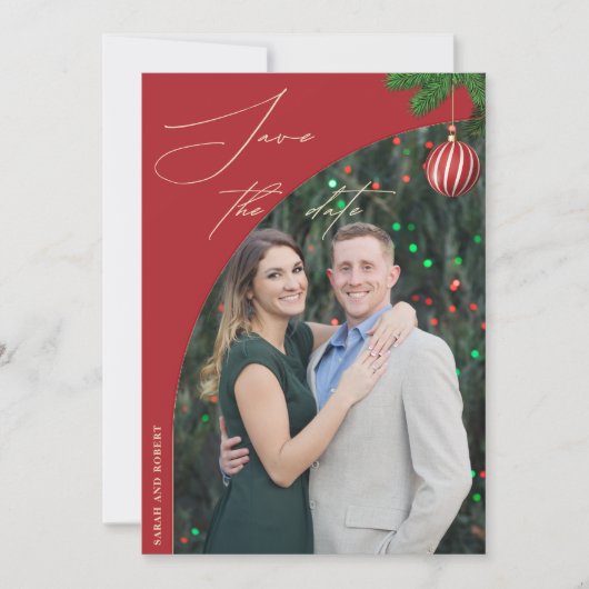 Save The Date Mariage élégant d'arche photo de Noël (Devant)
