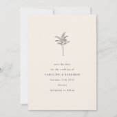 Save The Date Mariage élégant d'art en ligne d'arbre de palmier  (Devant)