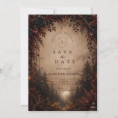 Save The Date Mariage Élégant d'Automne Sombre (Devant)