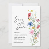 Save The Date Mariage Élégant de Fleurs Sauvages (Devant)