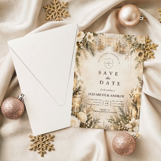 Save The Date Mariage Élégant d'Hiver