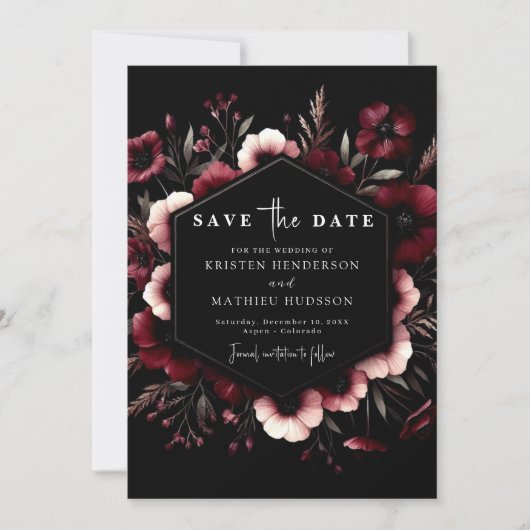 Save The Date Mariage élégant Earthy Burgundy (Devant)