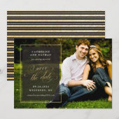 Save The Date Mariage élégant écriture classique or et noir (Devant / Derrière)