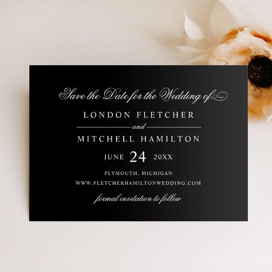 Save The Date Mariage élégant écriture noire
