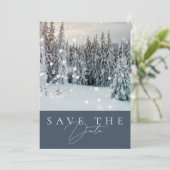 Save The Date Mariage Élégant en Forêt enneigée de Conte de Fées (Debout devant)