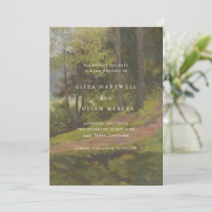 Save The Date Mariage Élégant en Forêt Rustique