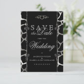 Save The Date Mariage élégant en Motif Silver & Black Giraffe (Debout devant)