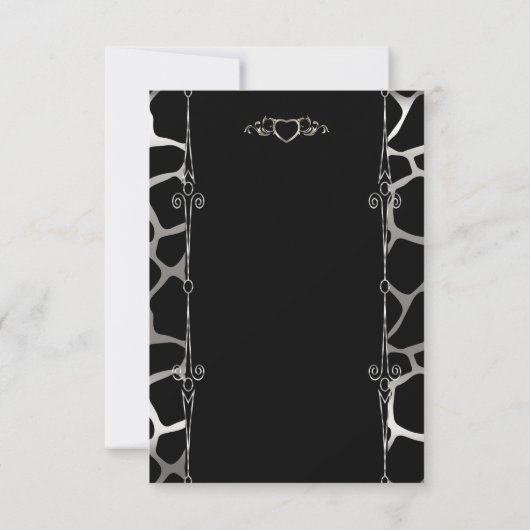 Save The Date Mariage élégant en Motif Silver & Black Giraffe (Dos)