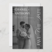 Save The Date Mariage élégant en noir et blanc (Devant)