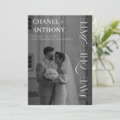 Save The Date Mariage élégant en noir et blanc (Debout devant)
