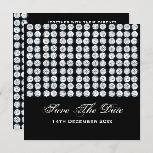 Save The Date Mariage Élégant Enregistrer La Date Diamants Argen (Devant / Derrière)