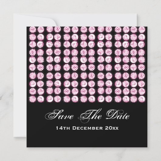 Save The Date Mariage Élégant Enregistrer La Date Diamants Rose (Devant)